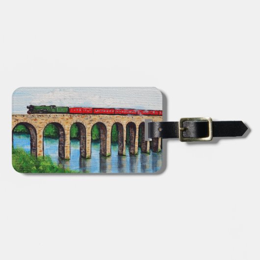 バイダクトの蒸気列車絵画 ラゲッジタグ (正面横)