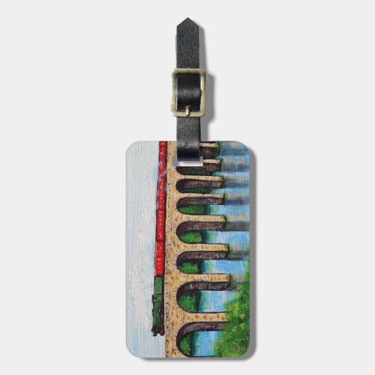 バイダクトの蒸気列車絵画 ラゲッジタグ (正面縦)