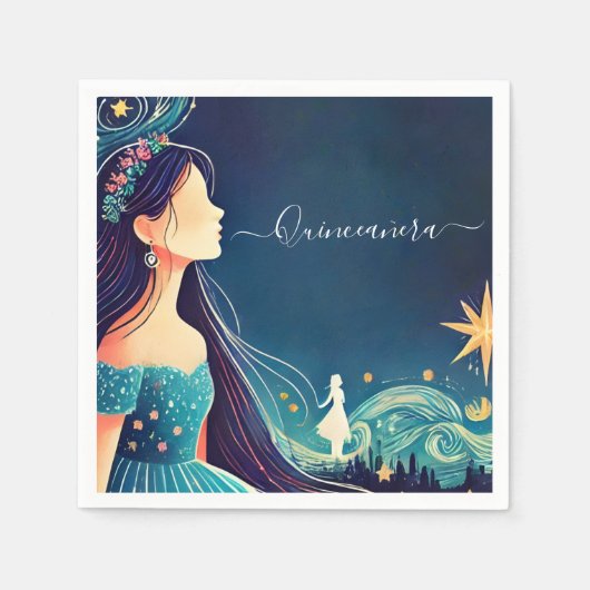 バイダークおもしろいスタープロムスターリーナイトスカイキンセアニェラ スタンダードカクテルナプキン (正面)