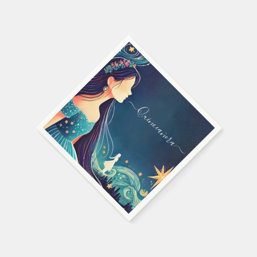 バイダークおもしろいスタープロムスターリーナイトスカイキンセアニェラ スタンダードカクテルナプキン (角)