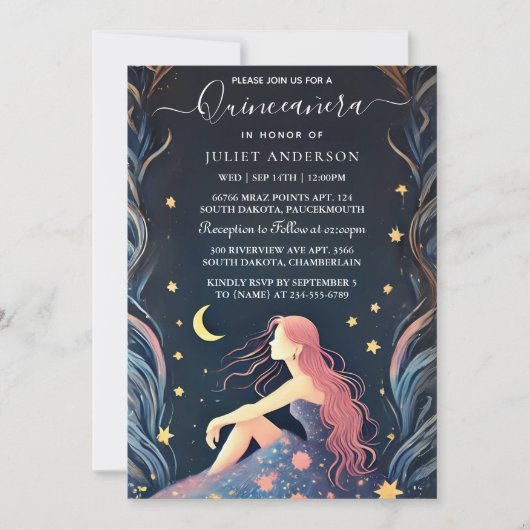 バイダークおもしろいスタープロムスターリーナイトスカイキンセアニェラ 招待状 (正面)