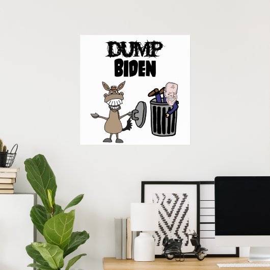 バイデン氏おもしろい政治漫画を捨てる ポスター (ホームオフィス)