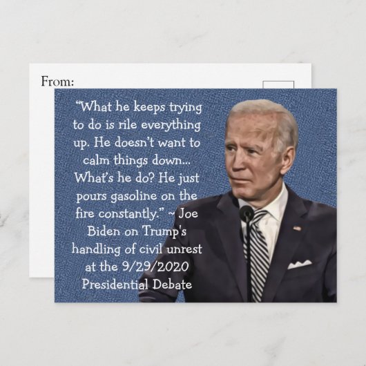 バイデン氏のトランプに関する引用文9月29日の討論 ポストカード (正面/裏面)