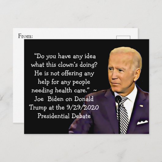 バイデン氏の引用文ズオントランプの医療計画 ポストカード (正面/裏面)