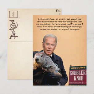 バイデン氏カスタマイズ可能なGroundhog Dayはがき ポストカード