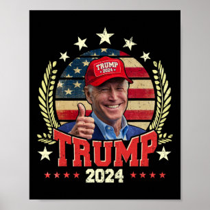 バイデン氏トランプレッドハットシャツトランプおもしろい2024を着て ポスター