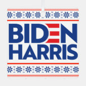 バイデン氏ハリスブルークリスマスセーター メタルオーナメント (正面)