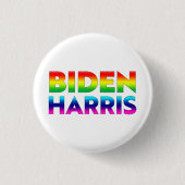 バイデン氏ハリスプライドレインボーカラーズホワイトピンボタン 缶バッジ (正面)