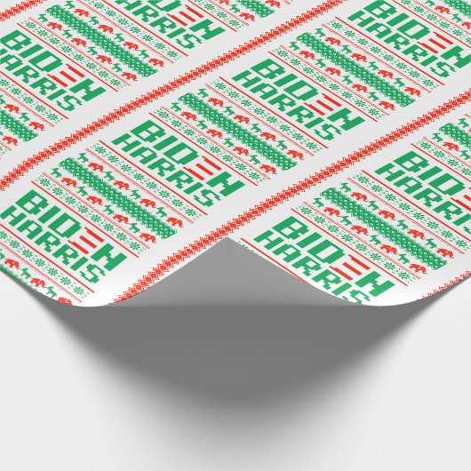 バイデン氏ハリス醜いクリスマスセーター(緑) ラッピングペーパー (角)