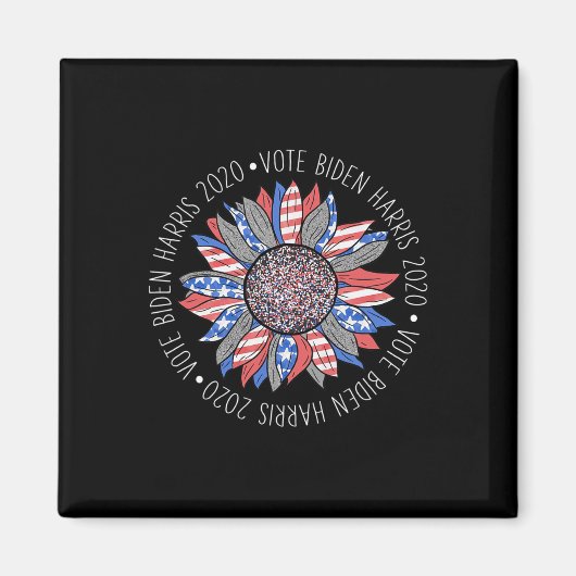 バイデン氏ハリス2020かわいい赤白青ひまわりSh マグネット (正面)