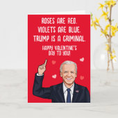 バイデン氏バレンタイン – トランプは犯罪者の幸せなV-Day カード (黄色い花)