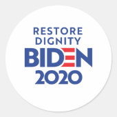 バイデン氏2020 – 尊厳の回復 ラウンドシール (正面)