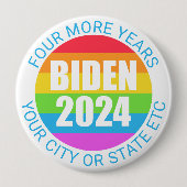 バイデン氏2024レインボーカラー4年キャンペーン 缶バッジ (正面)