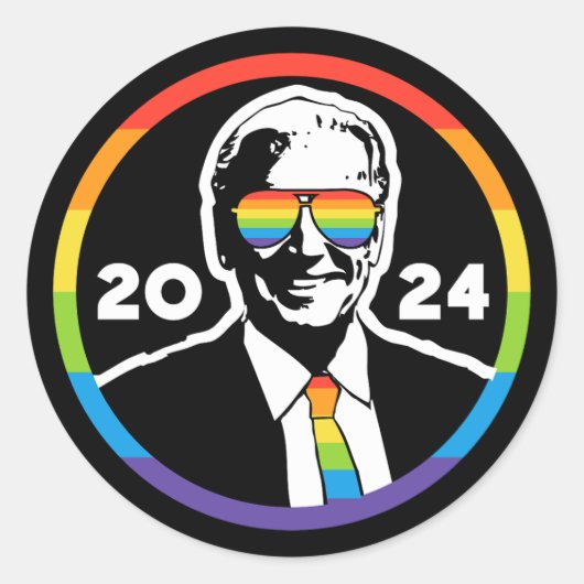 バイデン氏2024レインボーサングラスLGBTプライド ラウンドシール (正面)