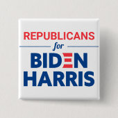 バイデン氏・ハリスの共和党カスタム文字ホワイト 缶バッジ (正面)