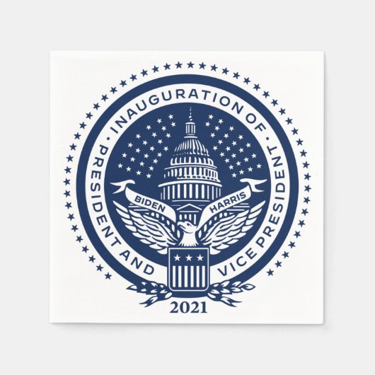 バイデン氏・ハリス大統領就任式ロゴ スタンダードカクテルナプキン (正面)