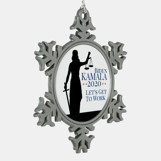 バイデン氏・ハリス大統領2020年選挙 スノーフレークピューターオーナメント (左)
