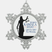 バイデン氏・ハリス大統領2020年選挙 スノーフレークピューターオーナメント (正面)