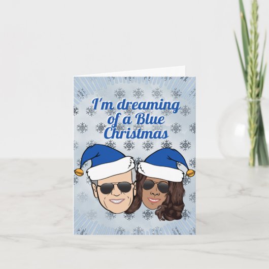 バイデン氏·ハリス選挙が青いクリスマスを夢見る シーズンカード (正面)