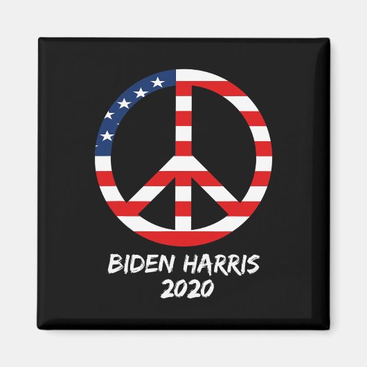 バイデン氏・ハリス選挙民主的米国国旗の平和Si マグネット (正面)