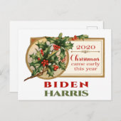 バイデン氏/ハリス2020ヴィンテージクリスマスフローラ シーズンポストカード (正面/裏面)