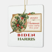 バイデン氏/ハリス2020ヴィンテージクリスマスフローラ セラミックオーナメント (左)