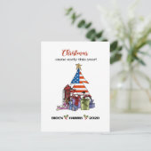 バイデン氏/ハリス2020年初期クリスマスツリー/プレゼント シーズンポストカード (スタンド正面)