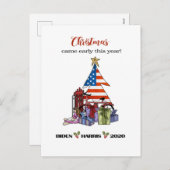 バイデン氏/ハリス2020年初期クリスマスツリー/プレゼント シーズンポストカード (正面/裏面)