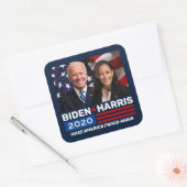 バイデン氏・ハリス2020年選挙愛国旗の写真 スクエアシール (封筒)