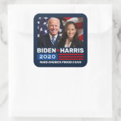 バイデン氏・ハリス2020年選挙愛国旗の写真 スクエアシール (バッグ)