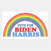 バイデン氏・ハリス・レインボーLGBTQ選挙に投票 長方形シール (正面)
