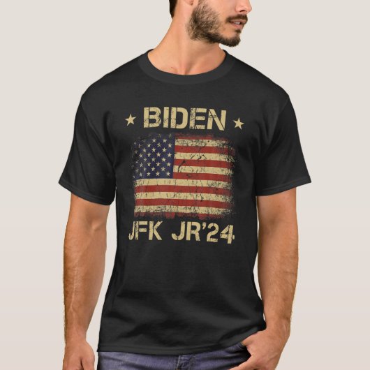 バイデン氏J-F-K-J-R-24ヴィンテージ国旗 Tシャツ (正面)