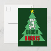 バイデン・ハリス大統領一家のクリスマスツリー　ホールの装飾 シーズンポストカード (正面/裏面)