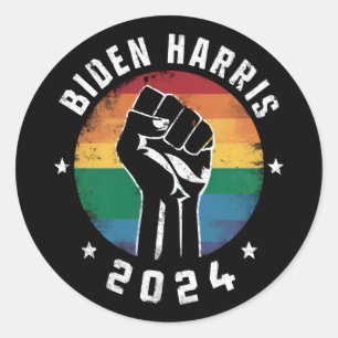 バイデン・ハリス 2024 LGBT レインボー ゲイ プライド 選挙 ラウンドシール