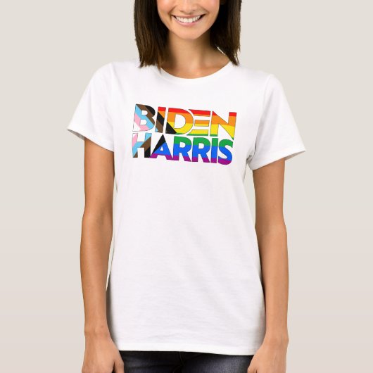 バイデン ハリス LGBTQ+ プログレス プライド Tシャツ (正面)