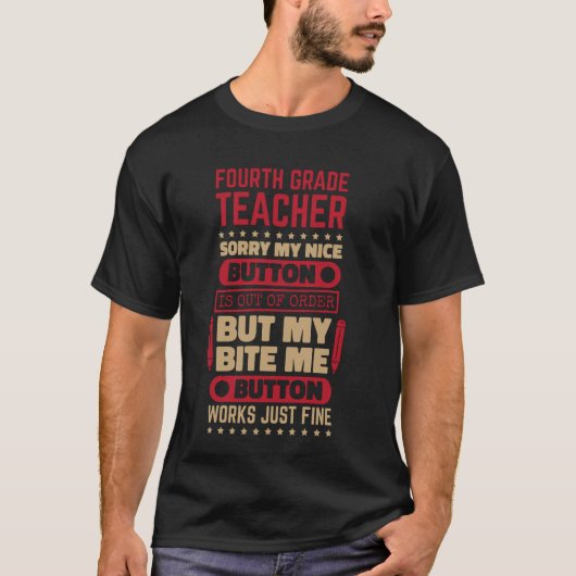 バイトボタン4級先生四級茶 Tシャツ (正面)
