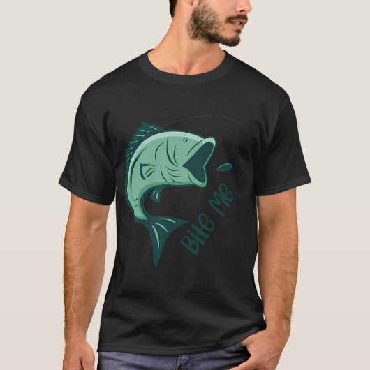 バイト・ミー - 面白い釣り Tシャツ (正面)