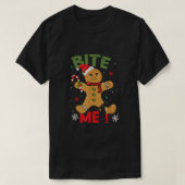 バイトmeジンジャーブレッドマンおもしろいクッキークリスマスGIF Tシャツ (デザイン正面)