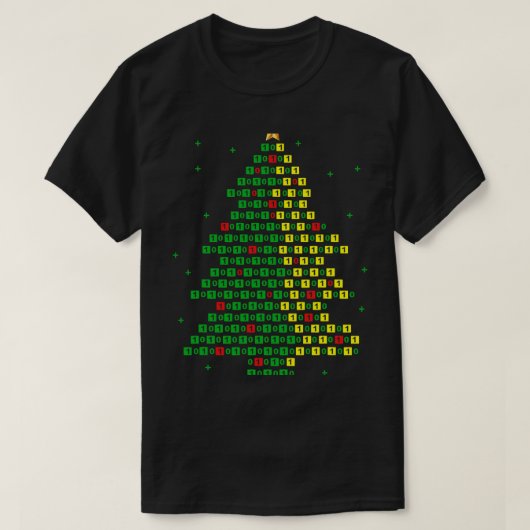 バイナリコードクリスマスツリーコンピュータのプログラマ Tシャツ (デザイン正面)