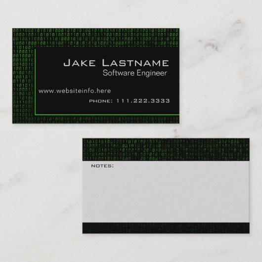 バイナリコードコンピュータの緑 名刺 (正面/裏面)