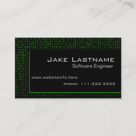 バイナリコードコンピュータの緑 名刺 (正面)