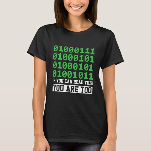 バイナリコードコンピュータプログラマ Tシャツ (正面)