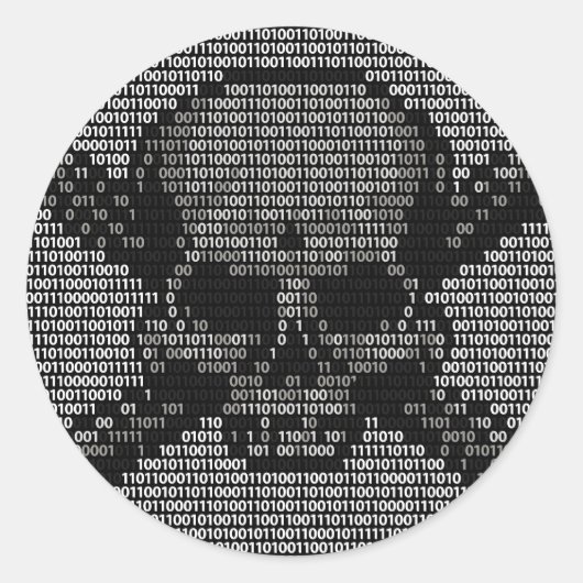 バイナリコードスカルとクロスボーン ラウンドシール (正面)