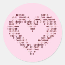 バイナリコードハートステッカーセット ラウンドシール