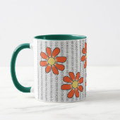 バイナリコード上の花オレンジ緑 マグカップ (左)