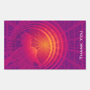 バイナリコードHighTech抽象デザインありがとう 長方形シール