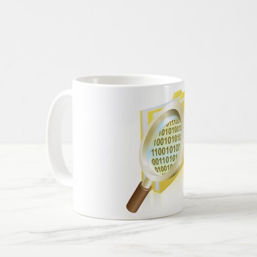 バイナリデータ拡大鏡のデジタルファイル検索 コーヒーマグカップ (正面左)