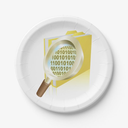 バイナリデータ拡大鏡のデジタルファイル検索 ペーパープレート (正面)