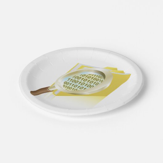 バイナリデータ拡大鏡のデジタルファイル検索 ペーパープレート (アングル)