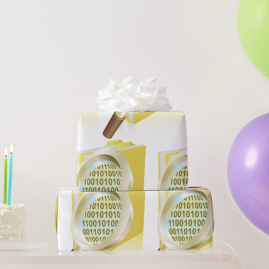 バイナリデータ拡大鏡のデジタルファイル検索 ラッピングペーパー